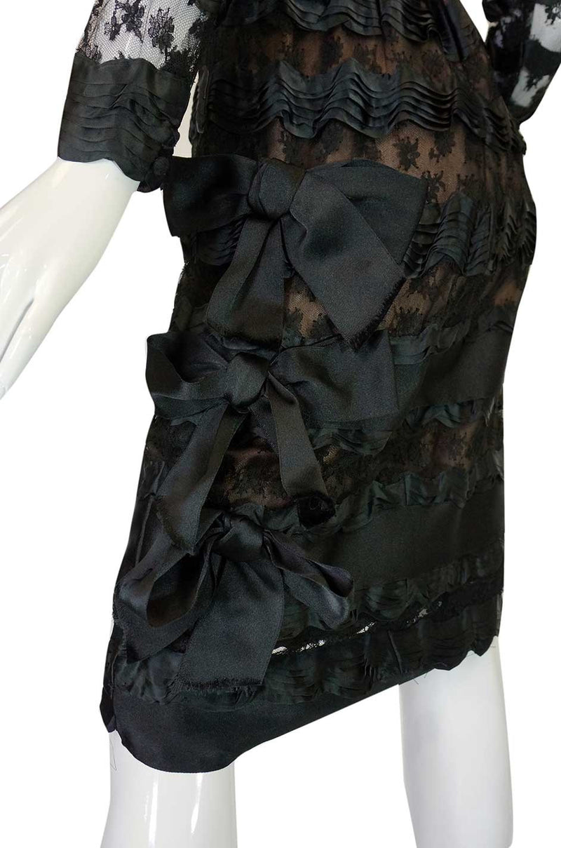 1970s Bill Blass Lace & Ribbons Dress