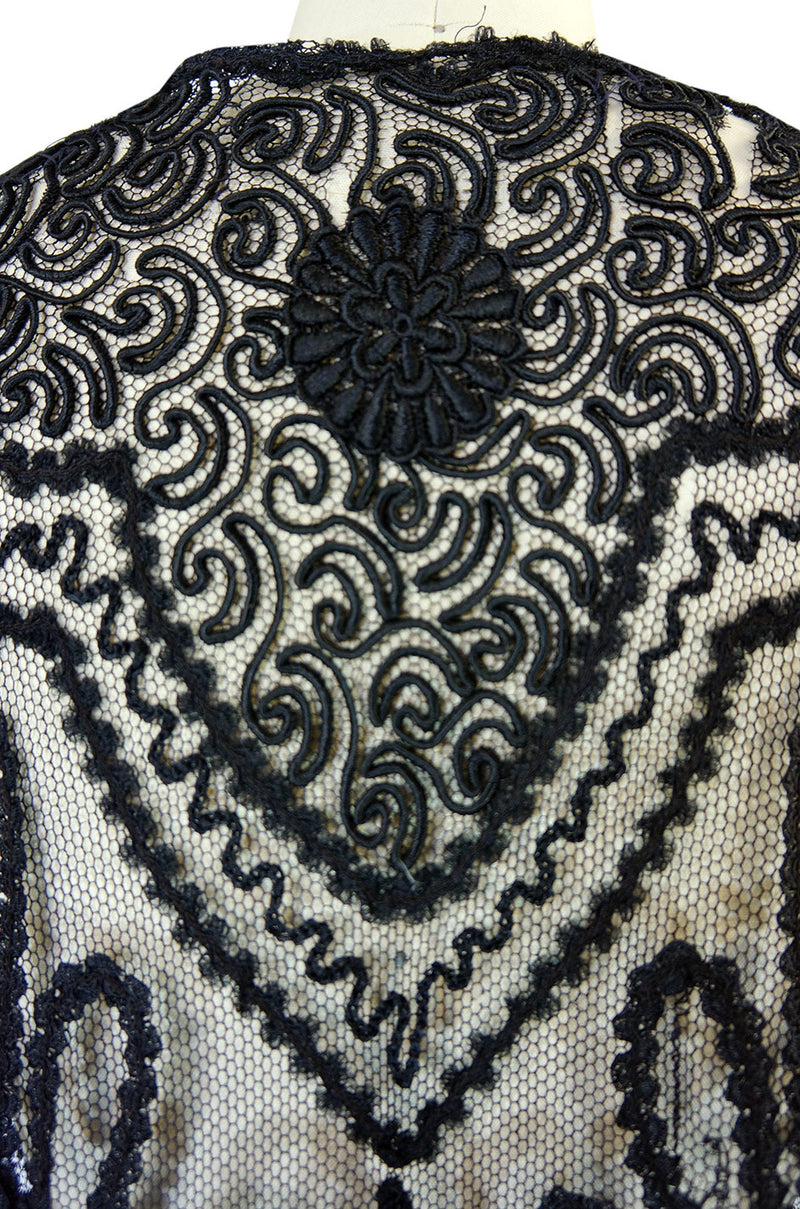 Edwardian Embroidered Black Net Coat
