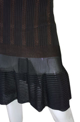 2008 Azzedine Alaia Black & Nude Open Weave Knit Dress
