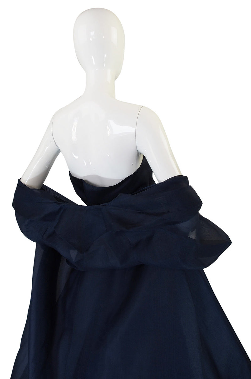 1950s Ink Blue Silk Organza Dress & Coat Shrimpton Couture 1950s Ink Blue Silk Organza Dress & Coat Shrimpton Couture