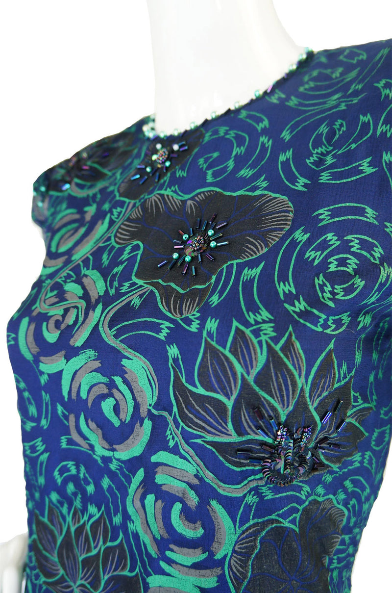1970s Beaded Zandra Rhodes Silk Dress