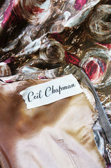 1950s Ceil Chapman Floral Wiggle Dress