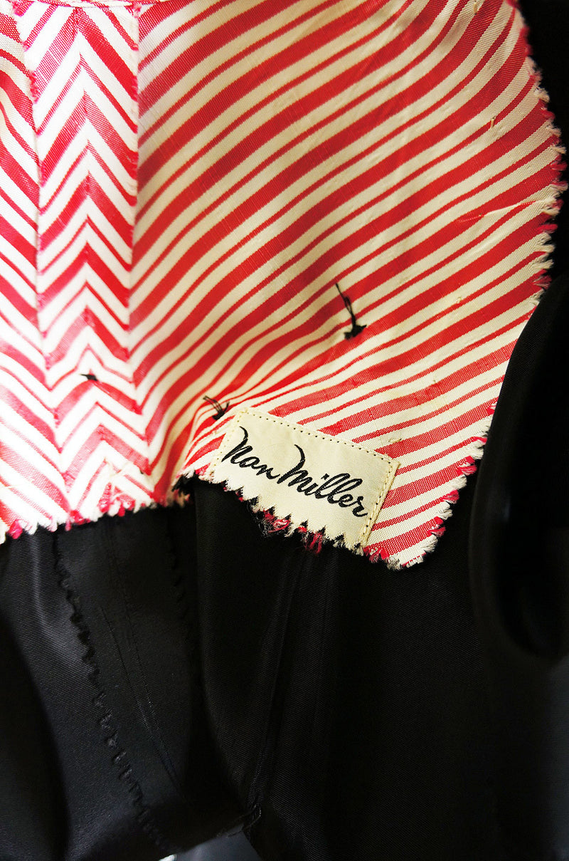 Early 1950s Peppermint Stripe Silk Dress