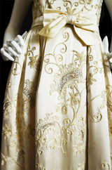 1950s Beaded & Embroidered Silk Gown