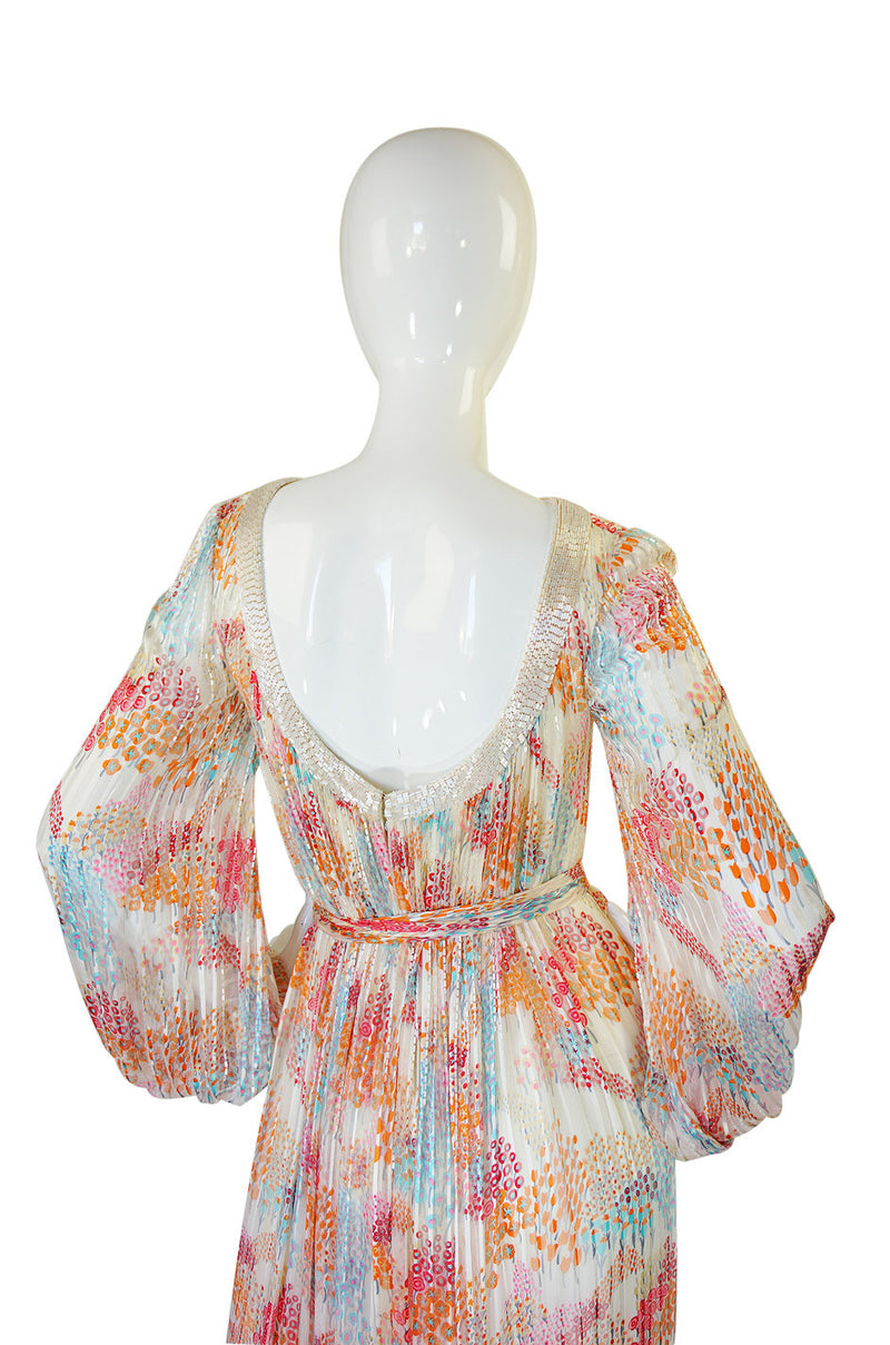 1970s Beaded Silk Alfred Bosand Dress