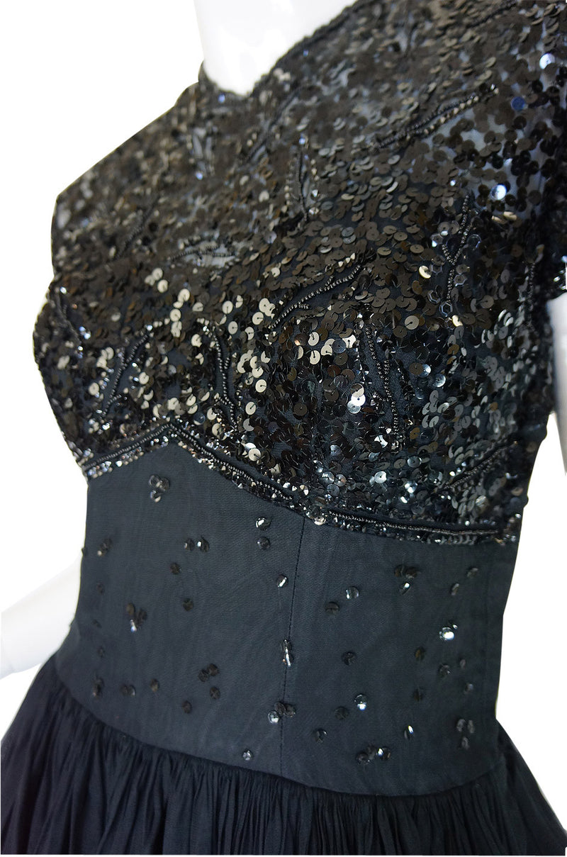 1950s Sequin Silk Chiffon Ceil Chapman