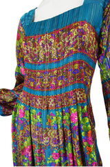 1970s Silk Pauline Trigere Maxi Dress