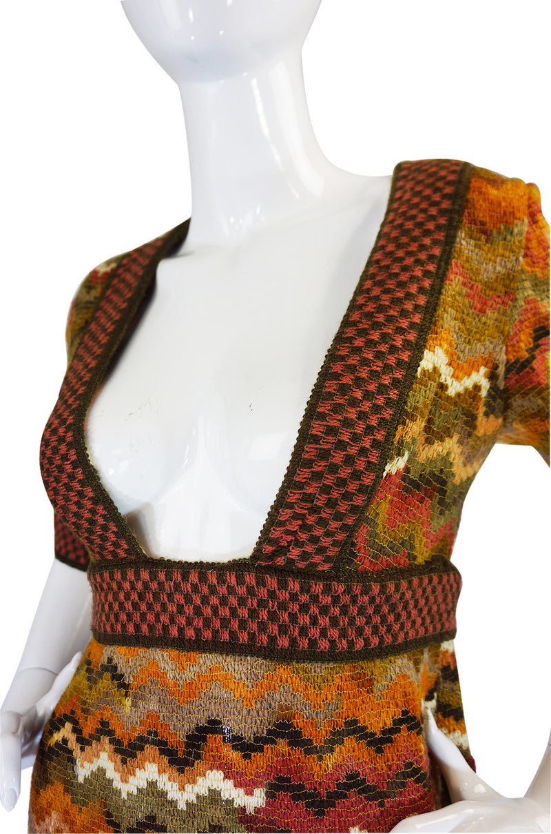 1970s Iconic Jean Varon Knit Maxi Dress