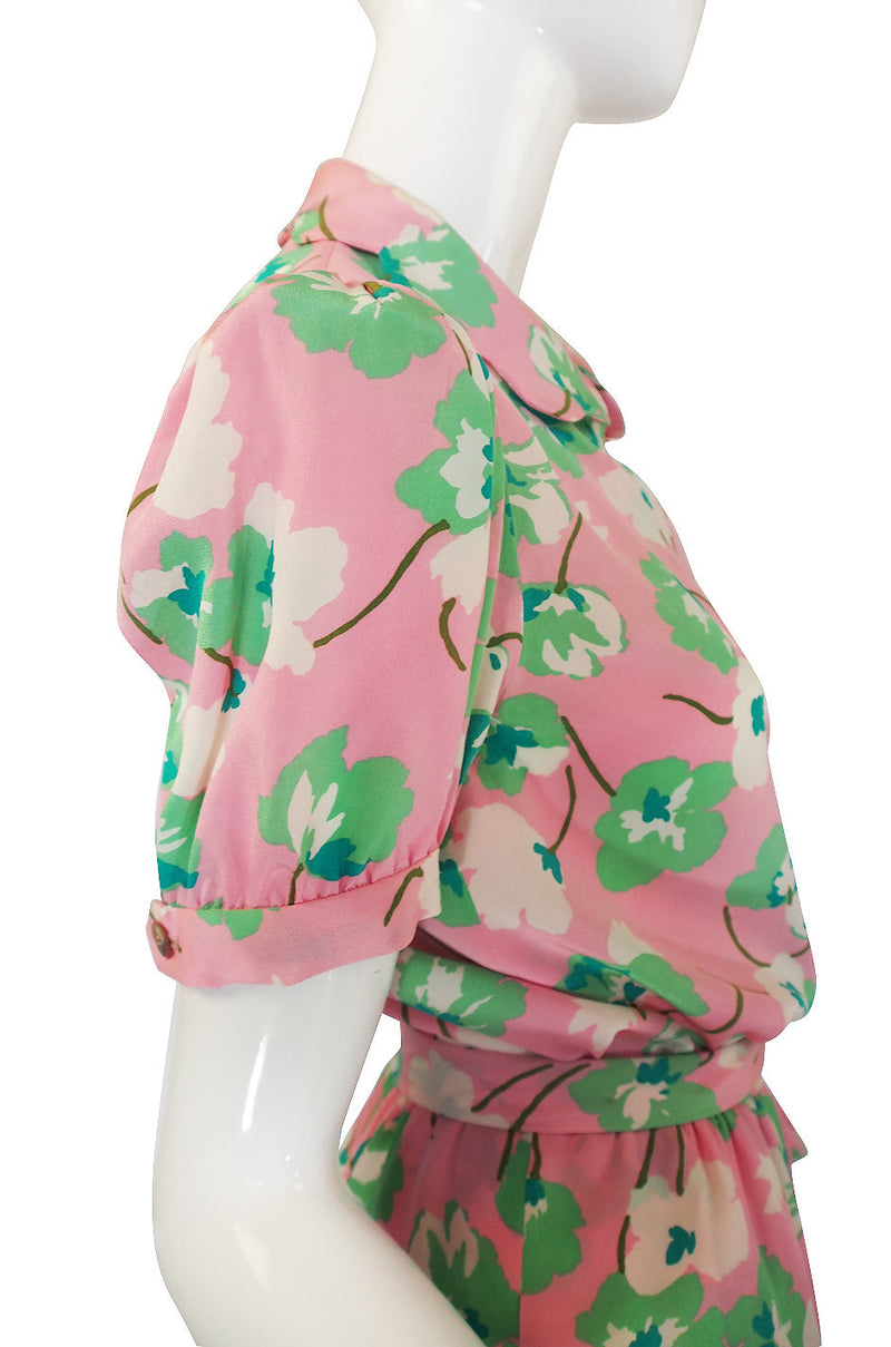 1970s Bill Blass Silk Pink & Green Set