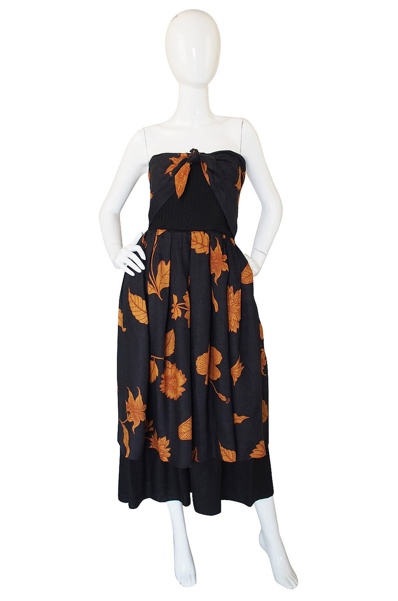 1970s Valentino Strapless Linen Dress Shrimpton Couture 1970s Valentino Strapless Linen Dress Shrimpton Couture
