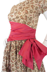 1950s Paisley & Gold Print Party Dress