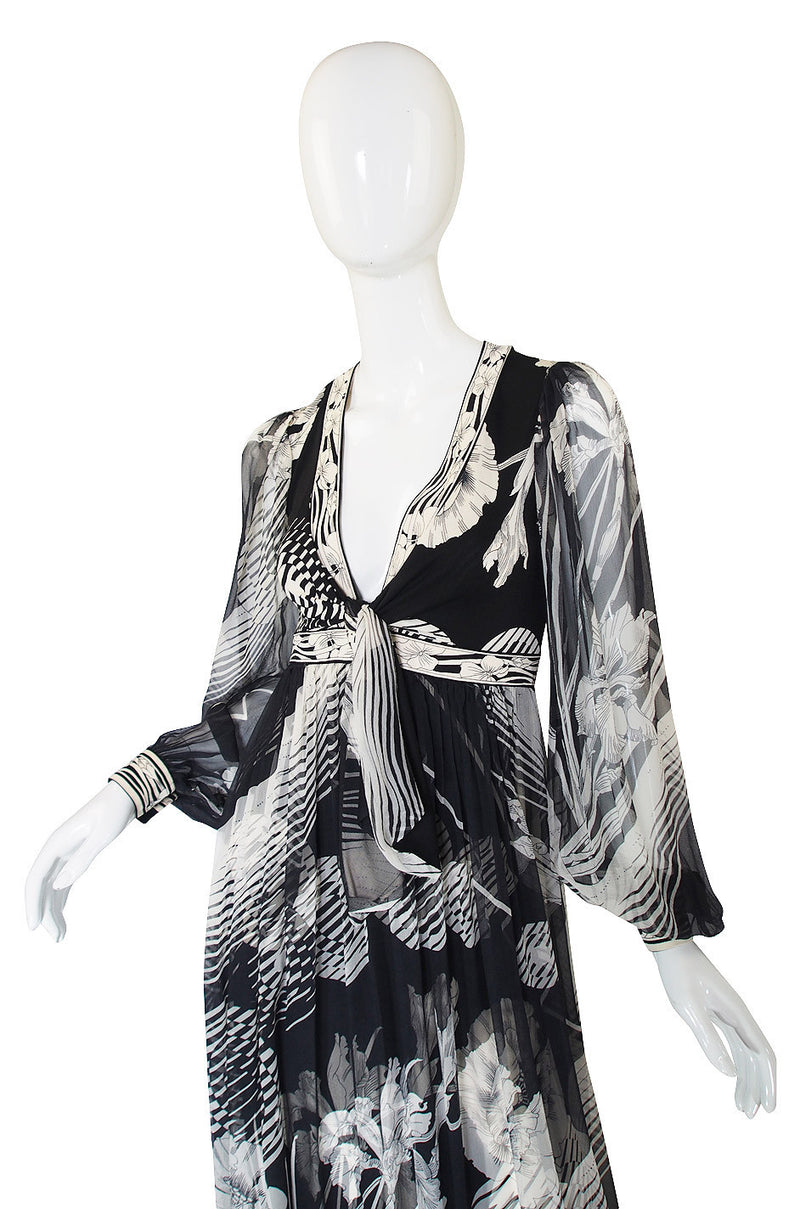 1970s Silk Chiffon & Jersey Leonard Maxi