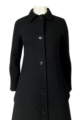 Early 1980s Halston Chic and Simple Black Wool & Cashmere Coat