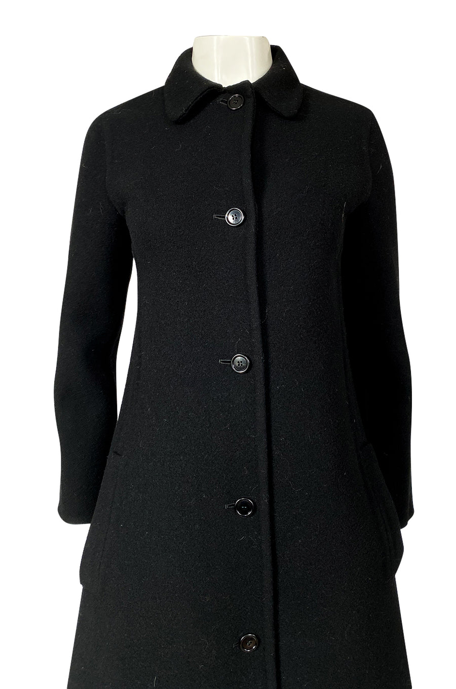 Early 1980s Halston Chic and Simple Black Wool & Cashmere Coat 