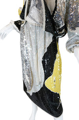 1983 Halston Sequin and Bead Covered Top & Skirt Dress Set