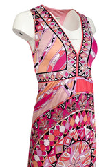 Recent 2000s Emilio Pucci Sleeveless Pink Printed Silk Jersey Dress New w Tags
