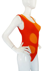 1980s Liza Bruce Coral & Orange Two Piece Layered Swimsuit