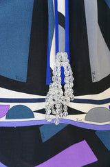 1960s Purple Print Pucci Silk Jersey Dress w Crystal Belt
