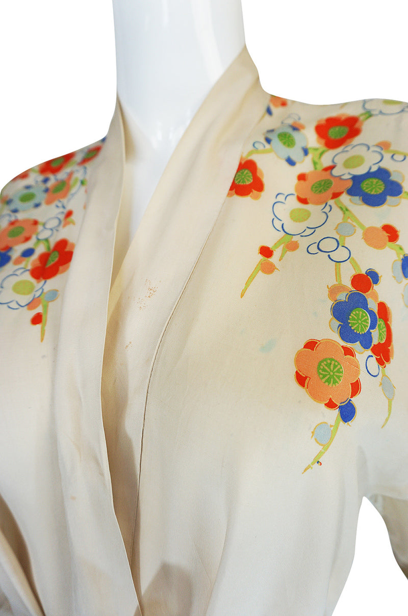 Romantic 1920s Printed Tissue Silk Pongee Kimono