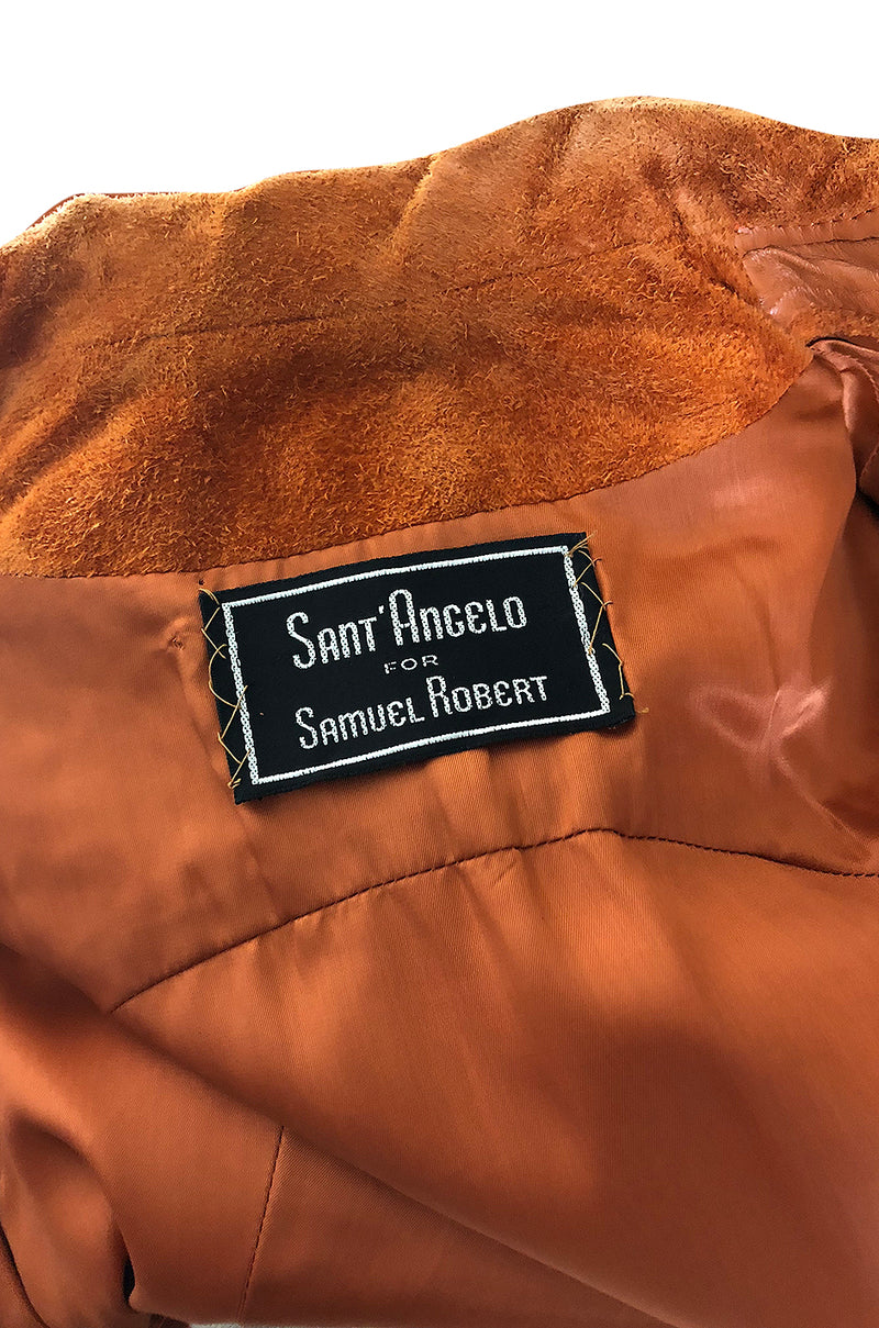 1970s Giorgio Sant'Angelo Orange Colored Suede & Leather Jacket