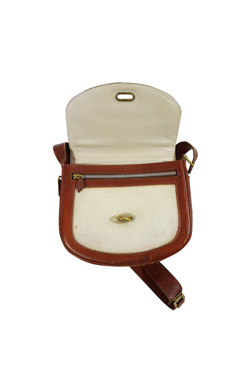 Hermes Her Bag Canvas Leather Ivory Handbag - Final Call