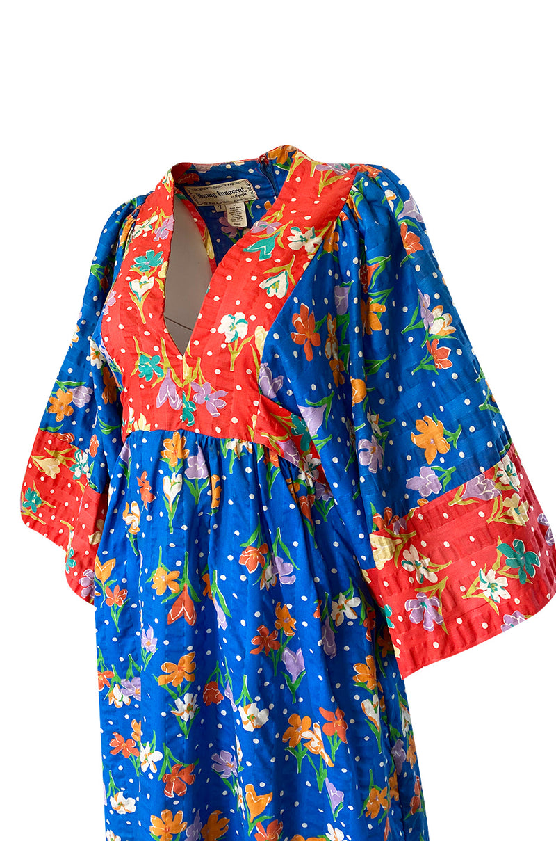 1960s Young Innocents by Arpeja Cotton Floral Print Caftan Dress