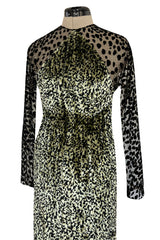 1994 Geoffrey Beene Leopard Print Chenille & Metallic Netting Dress