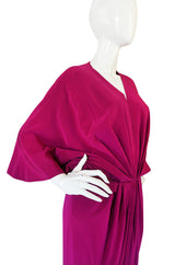 1960s Jean Patou Numbered Haute Couture Draped Silk Dress