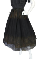 c1959 Gustave Tassel Couture Fine Silk Taffeta and Lace Dress