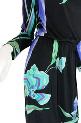 1970s Vivid Print Silk Jersey Print Leonard Maxi Dress