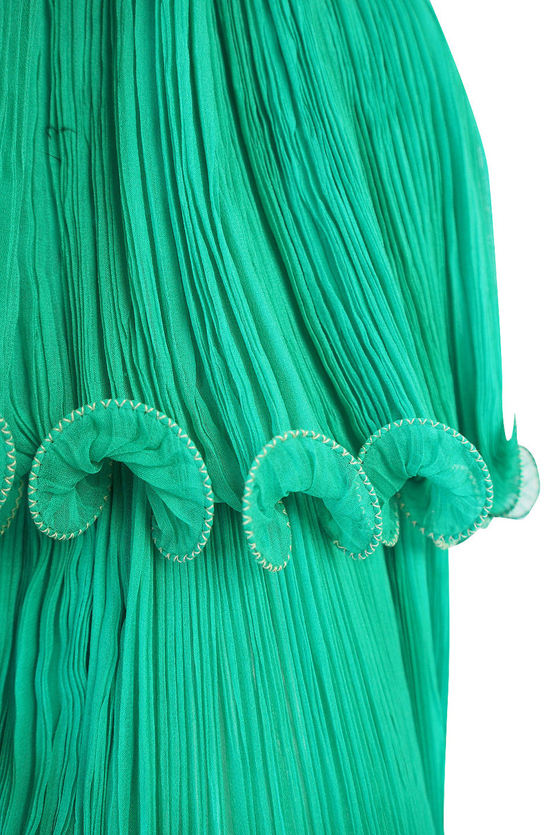 1970s Alfred Bosand Green Goddess Dress