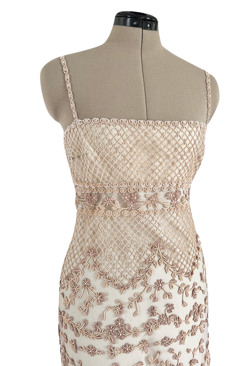 Spectacular Resort 2014 Valentino Fully Beaded Pale Pinky Nude Silk & Net Dress