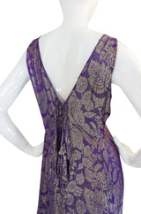 Rare & Extraordinary 1920s Purple & Gold Metallic Lame Gown