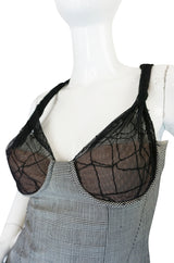 S/S 1998 Gianni Versace Couture Houndstooth Dress w Lace Cups