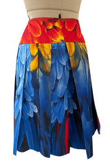 Iconic Spring 2005 Prada Runway Look 35 Printed Feather Pleated Silk Skirt