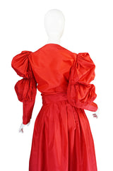 c1980 Red Silk Yves Saint Laurent Attr Wrap Top & Skirt