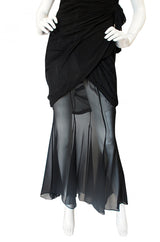 Rare 1980s Thierry Mugler One Shoulder Silk & Sheer Dress