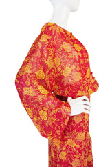 Documented 1976 Christian Dior Silk Chiffon Dress Set