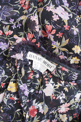 1980s Floral Silk Chiffon Hanae Mori Ruffle Dress
