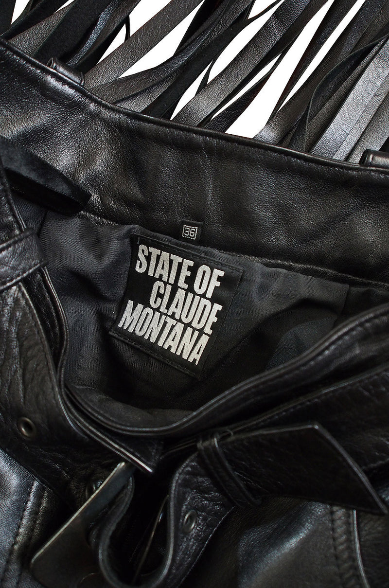 1990s Claude Montana Fringe Leather Skirt