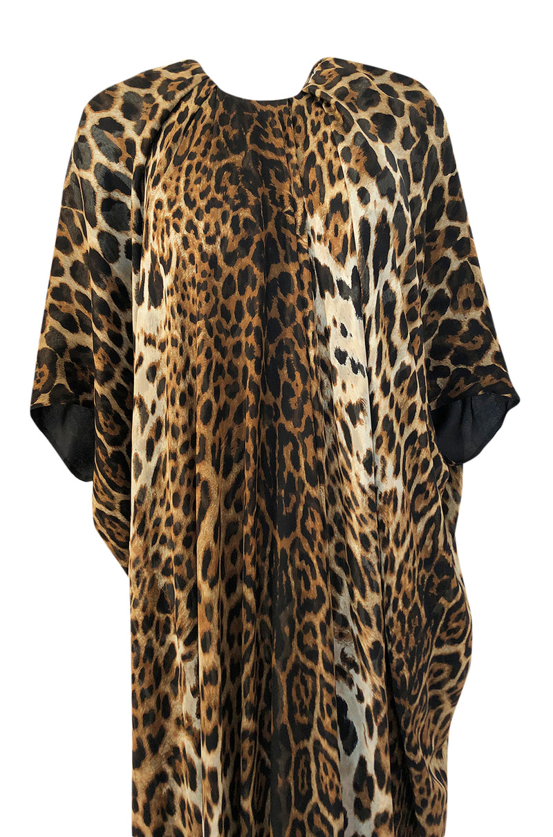 Spring 2002 Tom Ford For Yves Saint Laurent Leopard Bias Cut Silk Caftan Dress
