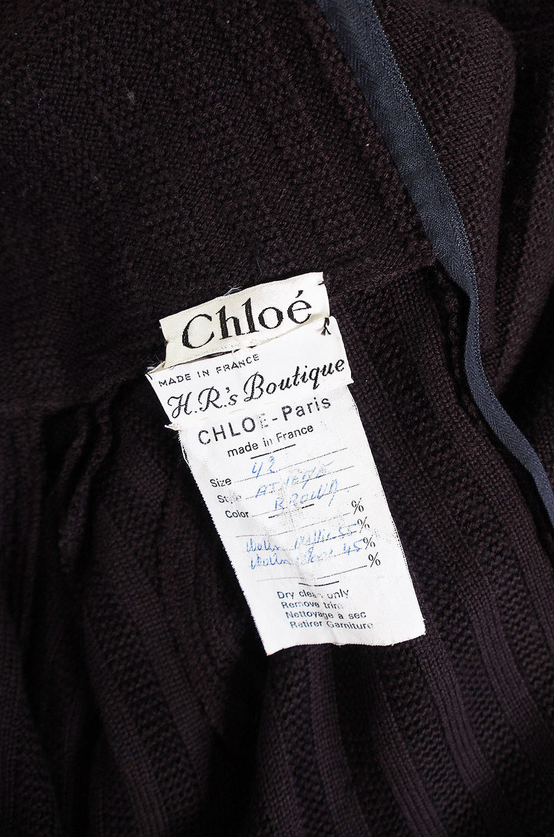 1970s Cable Knit Chloe Chocolate Dress