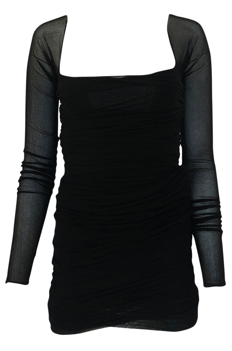 c.1990 Giorgio di Sant Angelo Black Stretch Net Multi Length Dress