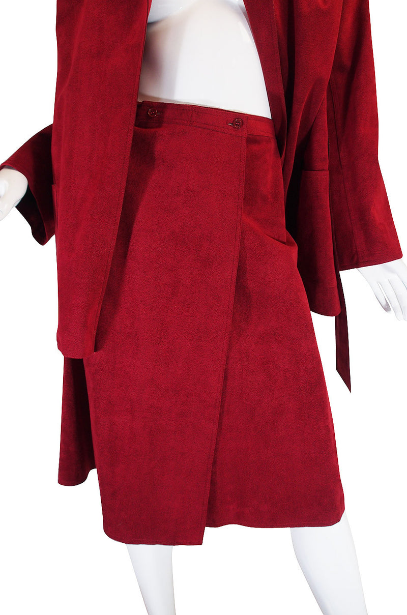 Custom Larger 1972 Red Ultrasuede Halston Suit