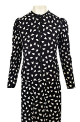Fall 1982 Yves Saint Laurent Heart Print Black & White Suit Set