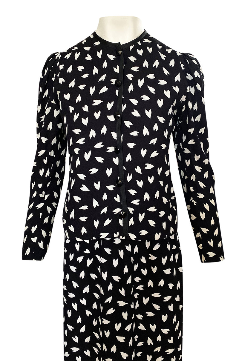 Fall 1982 Yves Saint Laurent Heart Print Black & White Suit Set