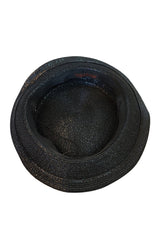 c1982-1987 Yves Saint Laurent Glossy Black Couture Boater Hat
