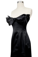 Spring 1996 Vivienne Westwood Bow Front Black Silk Satin Strapless Corset Dress