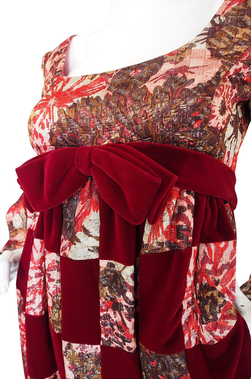 1960s Metallic & Velvet Malcolm Starr Maxi Dress