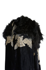Extraordinary 1920s Evening Velvet & Feather Flapper Coat Cape